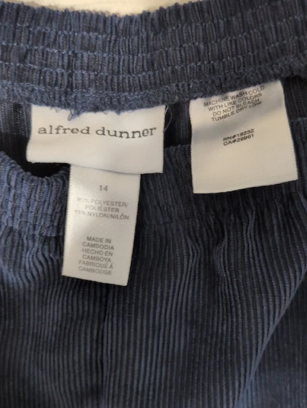 Alfred Dunner Vintage Navy Corduroy Women’s Pants, Size 14 - Picture 2 of 9